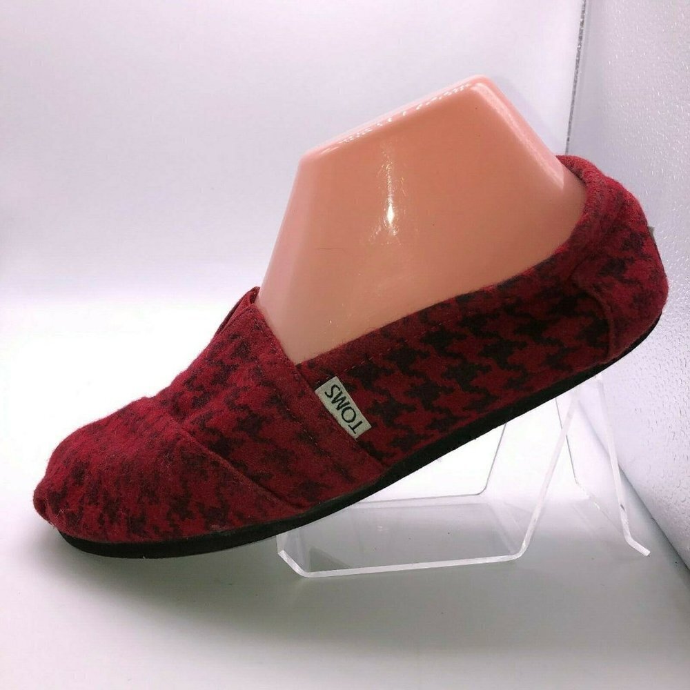Toms Womens Size 7.5? Red Black Houndstooth Shoes